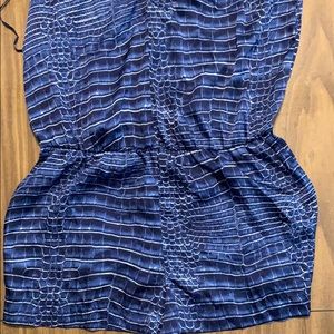 Blue snake print silky romper. Small